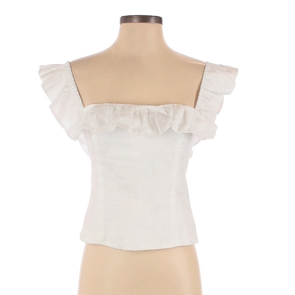 Reformation Rhode Linen Ruffle Top
